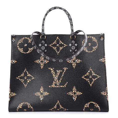 lv on the go jungle|Louis Vuitton Onthego Monogram Giant Jungle Black/Caramel.